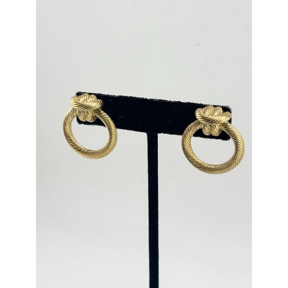 Vintage gold rope twist earrings - Picture 2 of 4